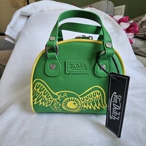 NWT Von Dutch Mini Bowling Bag Bright Green/Yellow Trim St.Patrick's Day